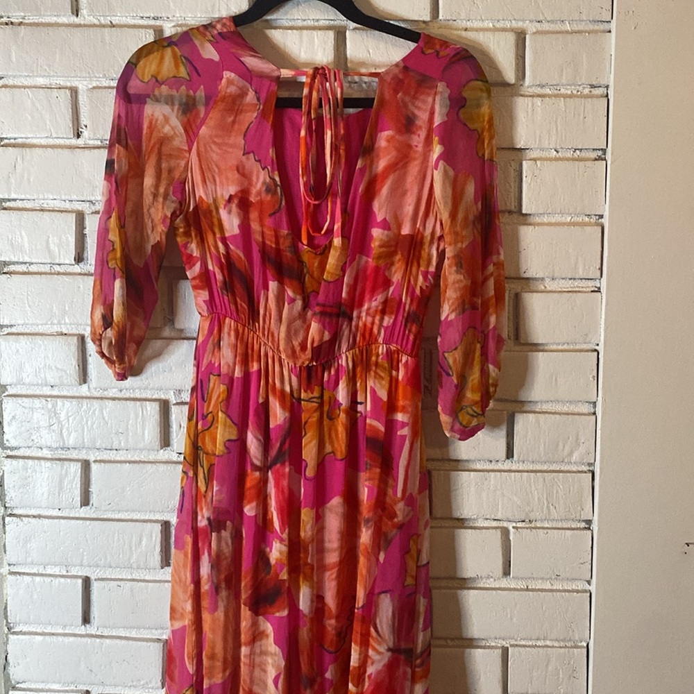 Lara G silk blend floral ruffle maxi dress MADE IN ITALY - Picture 7 of 11